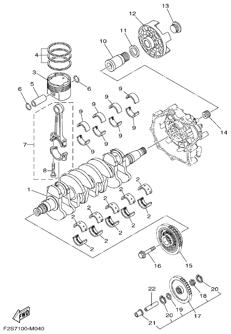 Yamaha FA1800A-M CRANKSHAFT & PISTON parts diagram